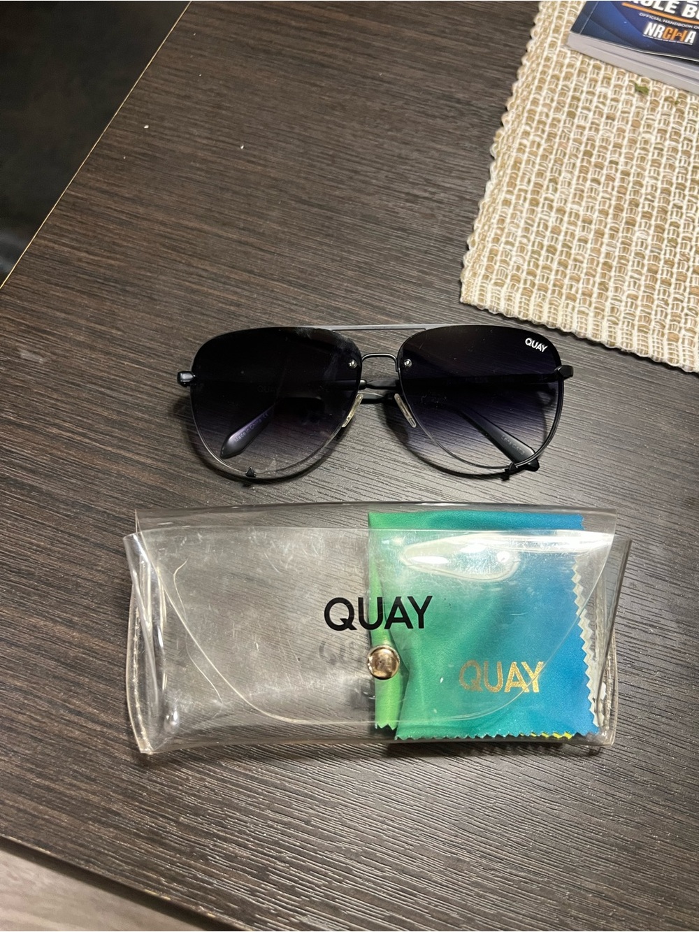 Quay Black Gradient Aviator Sunglasses
